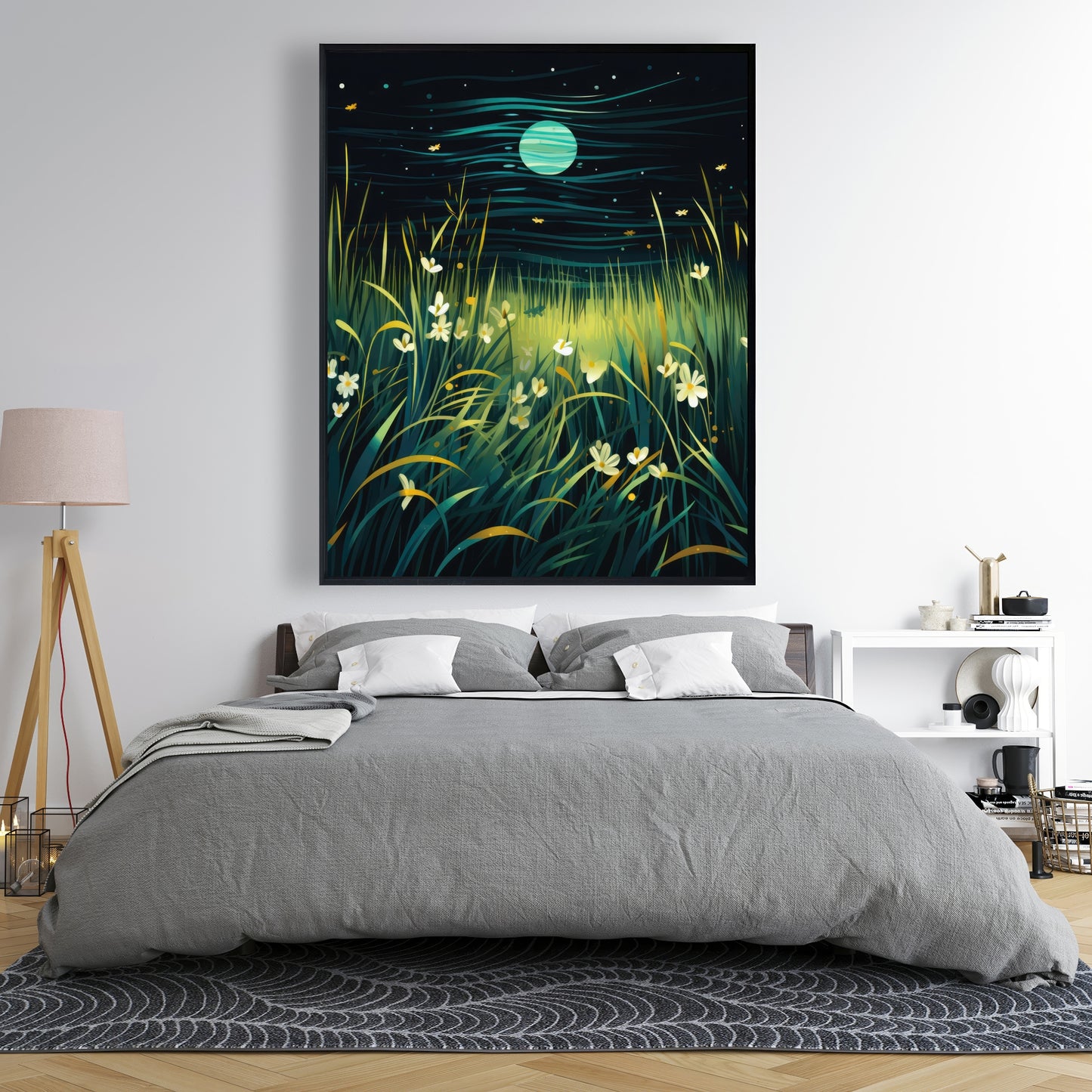 Windy night - Framed Canvas - Print on demand