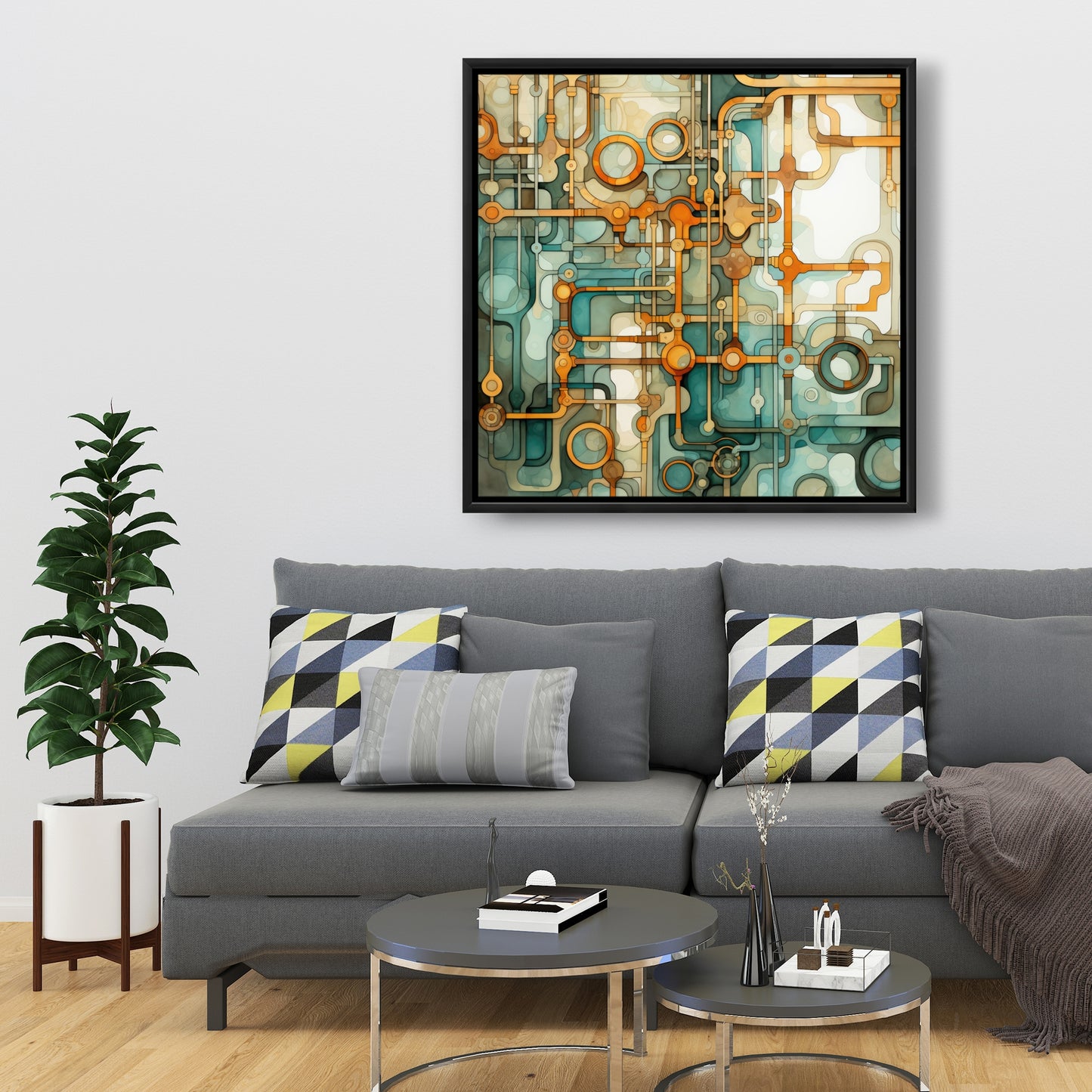 Turns and bends - Framed Canvas - Print on demand