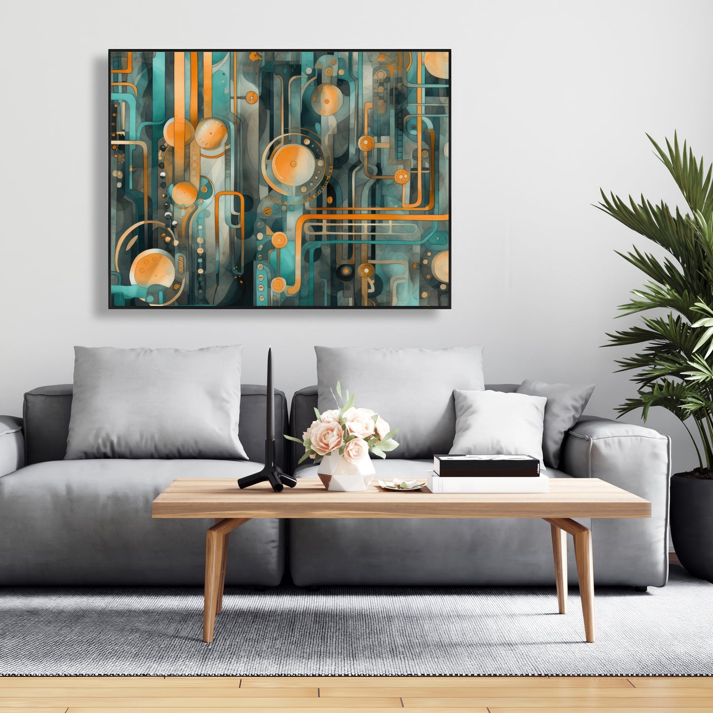 Astrological machinery - Framed Canvas - Print on demand