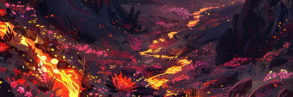 Bloom and eruption - Framed Canvas - Print on demand