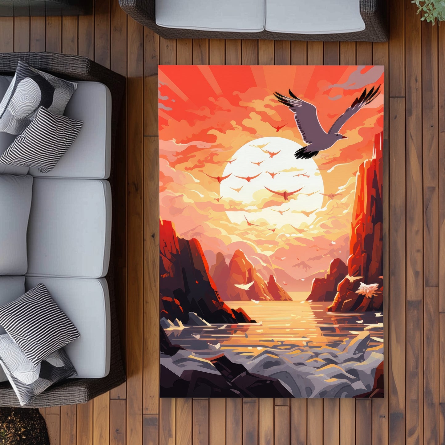 Isles of Omen Orange Outdoor Area Rug | Stylish Home Decor