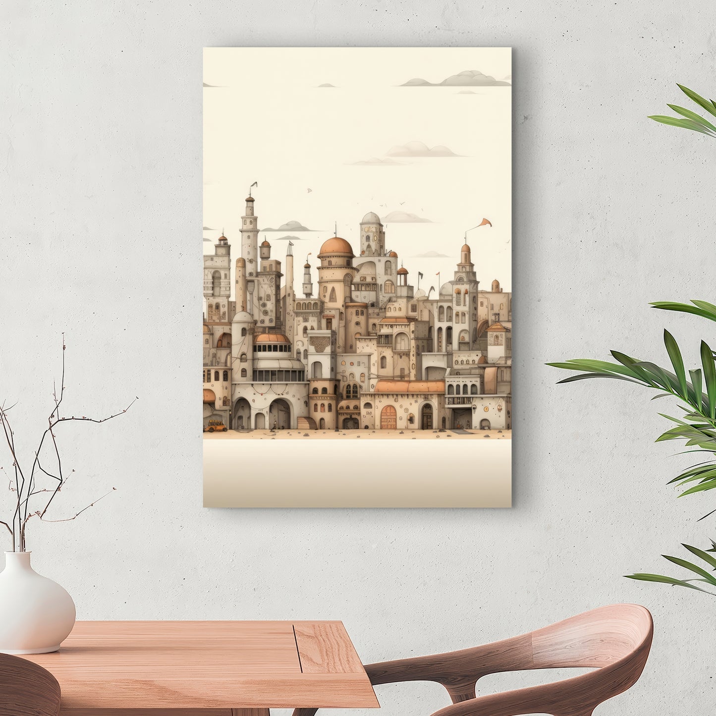 The Old Town - Brown Canvas Art for Home Decor | Stylish Wall Art