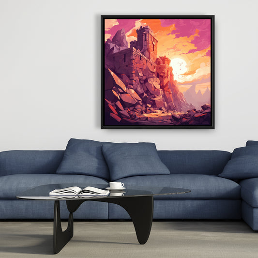 The Setting Rampart - Pink Framed Canvas for Home Decor
