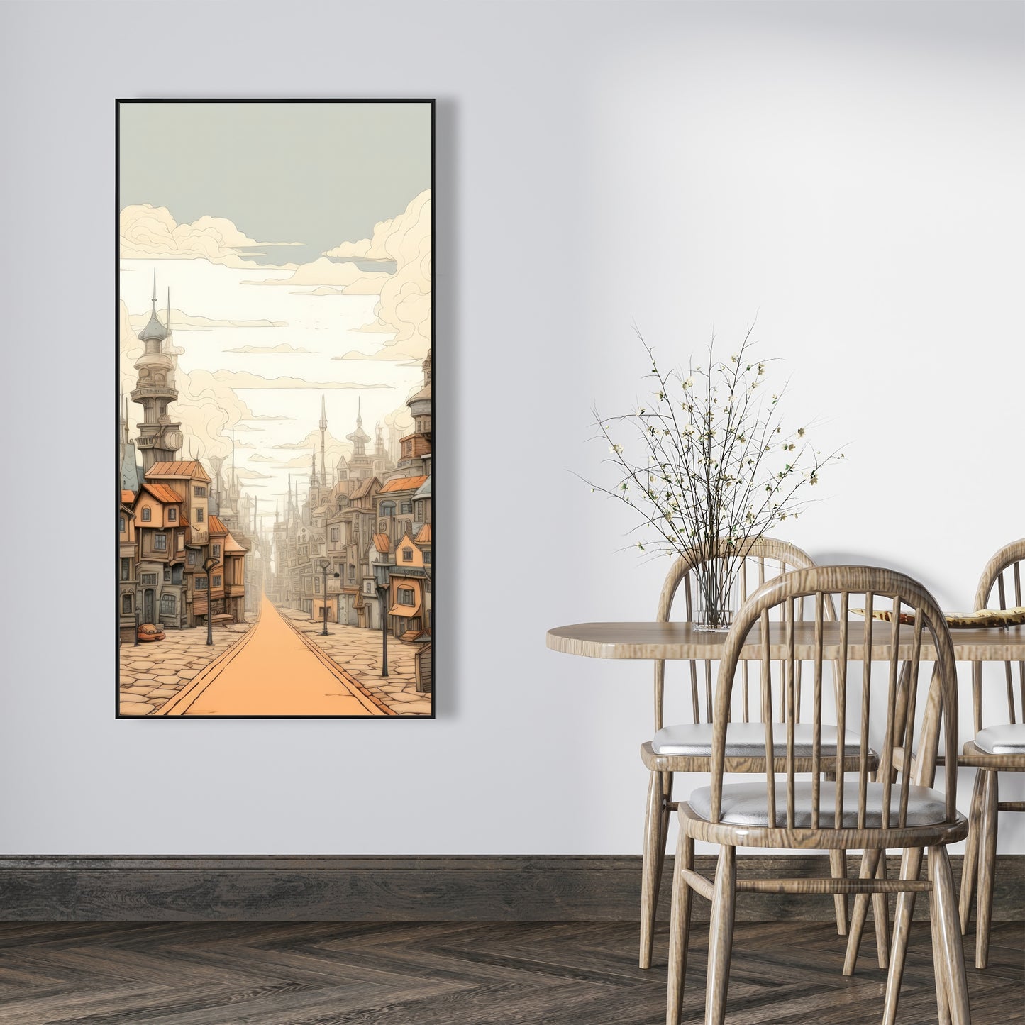 Doing well - Beige Framed Canvas for Elegant Home Decor