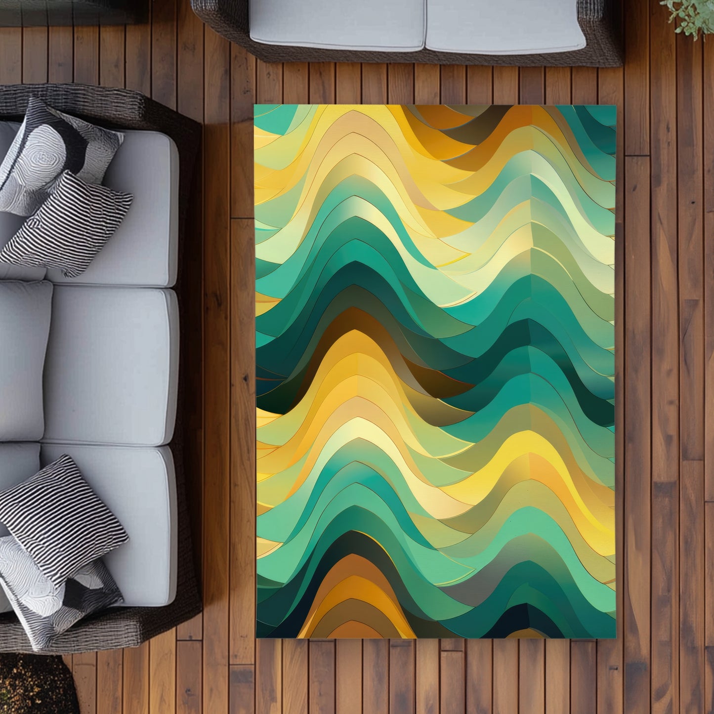 Jagged Luxury Yellow Outdoor Area Rug - Stylish Home Decor