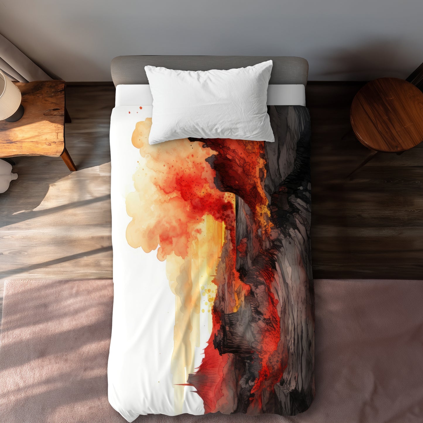 Minimalist Flow Orange Duvet Cover | Stylish Home Decor