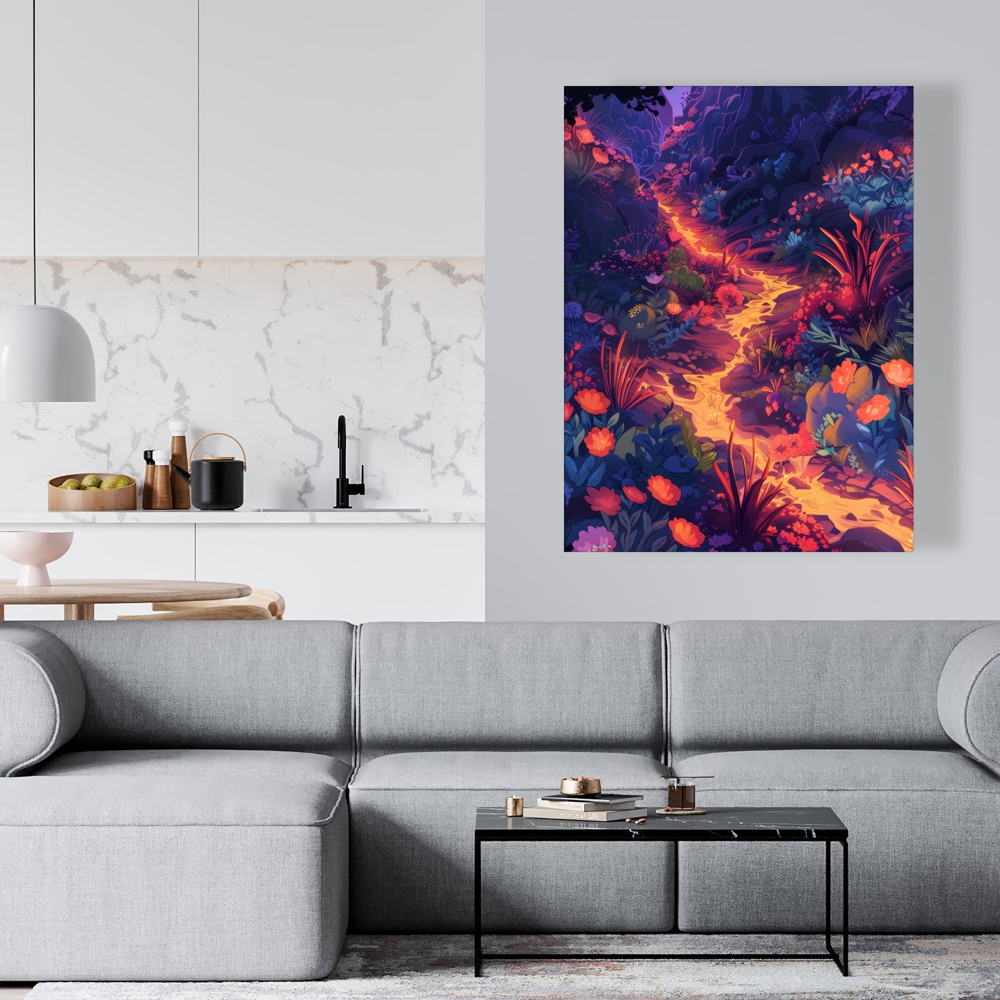 Burning Flowers - Pink Canvas Art for Home Decor | Stylish Decor