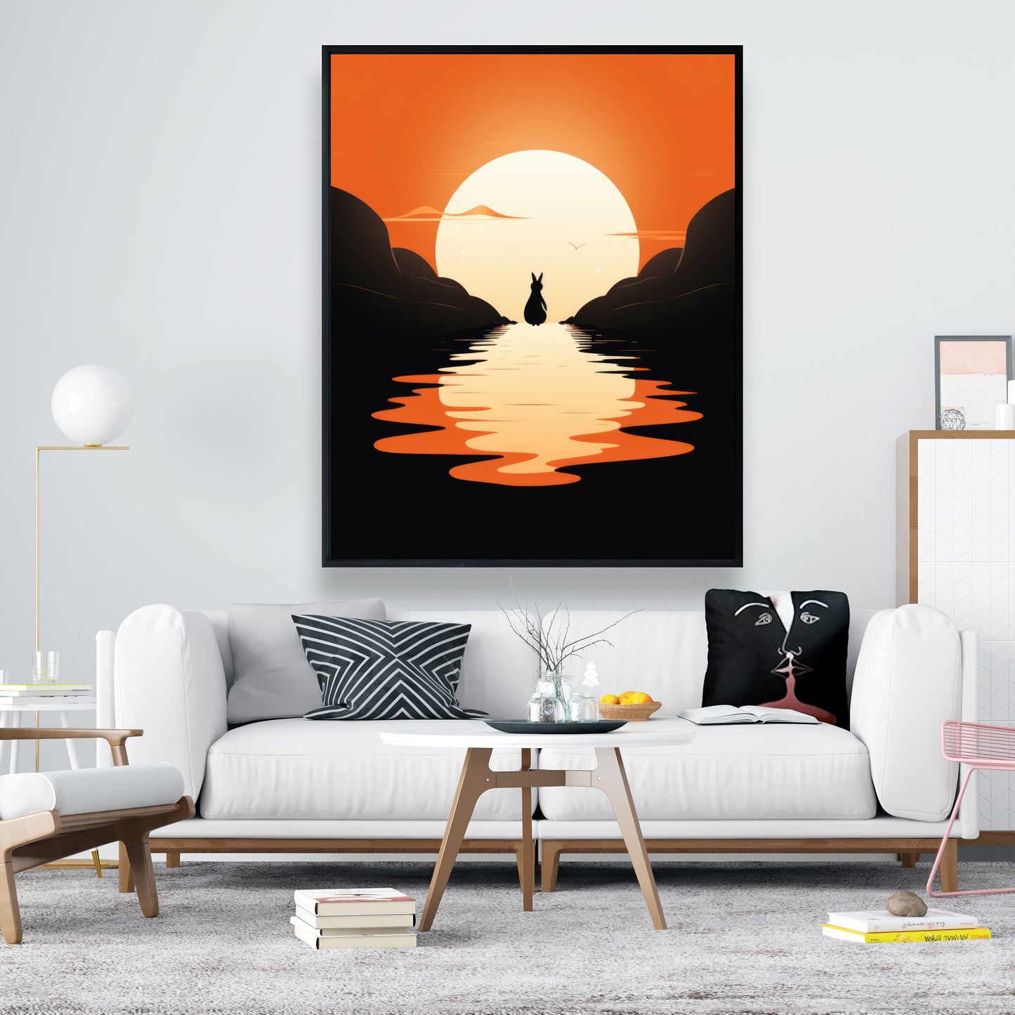 Running away - Orange Framed Canvas for Home Decor