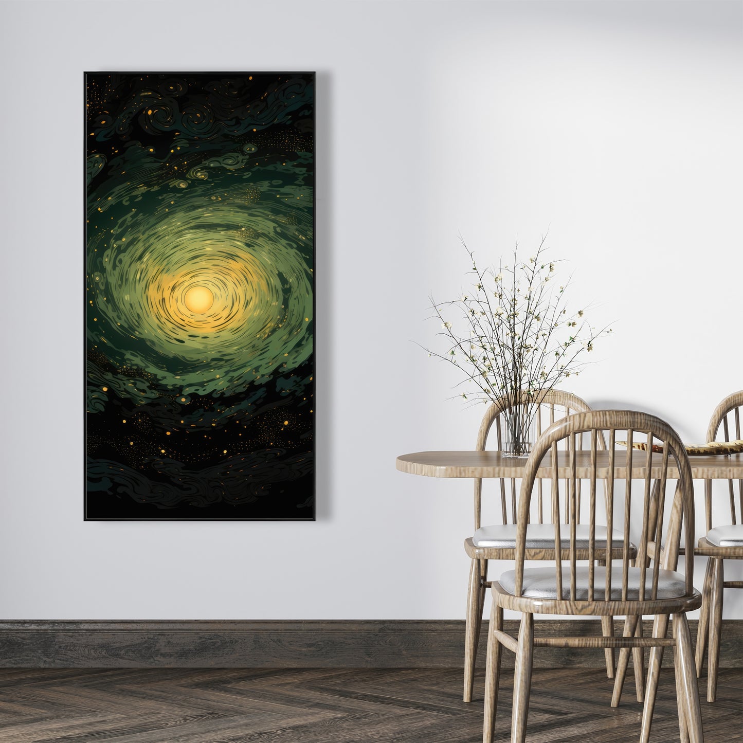 Swirling gases - Black framed canvas for home decor elegance