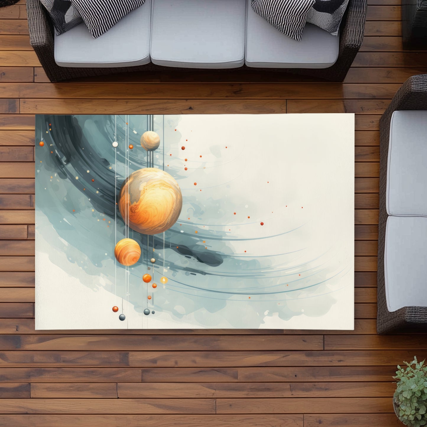 Hanging Planets Gray Outdoor Area Rug | Home Decor Essentials