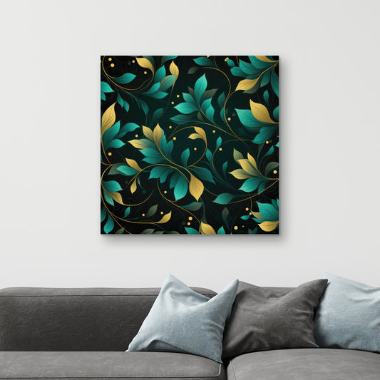 Twirling Twigs - Turquoise Canvas Home Decor Art Piece