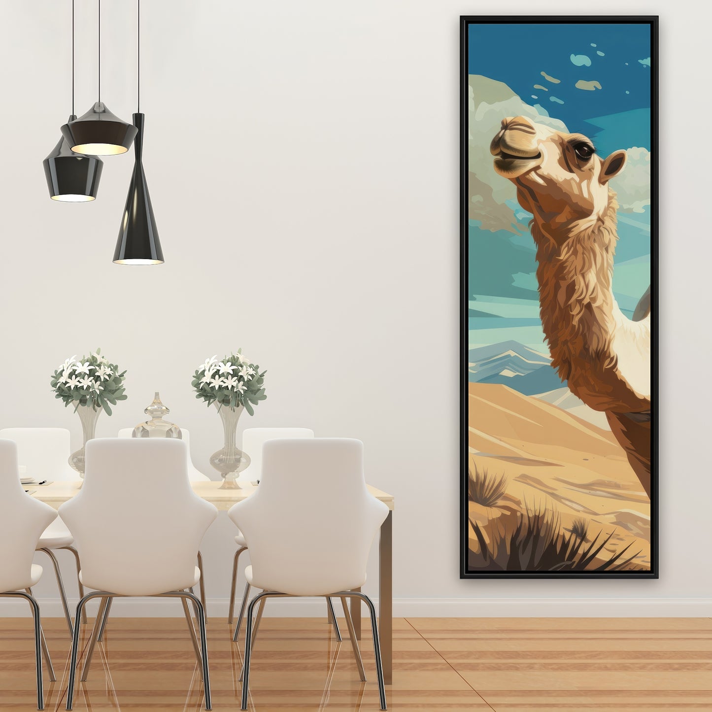 Camels looking up - 36"x36" Framed canvas