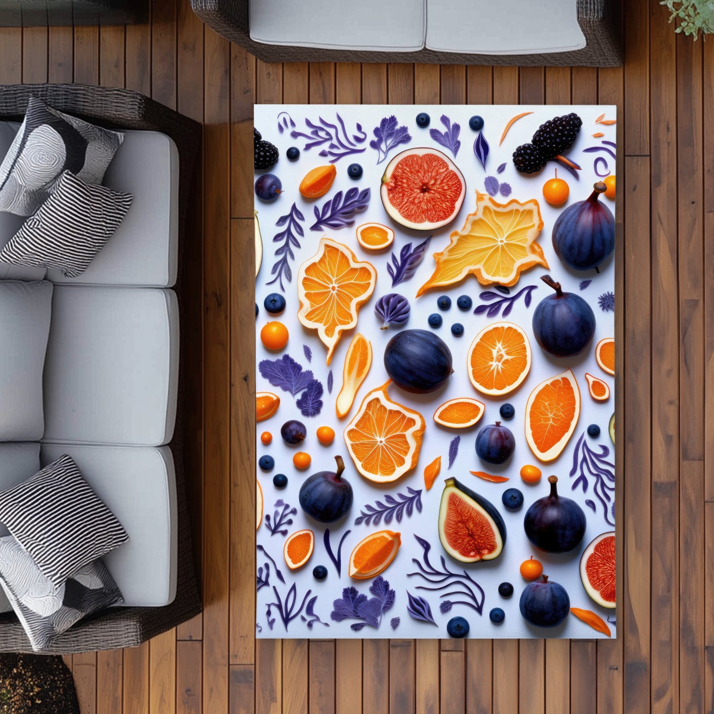 Fruity Skins Blue Outdoor Area Rug for Home Decor | Stylish Rugs