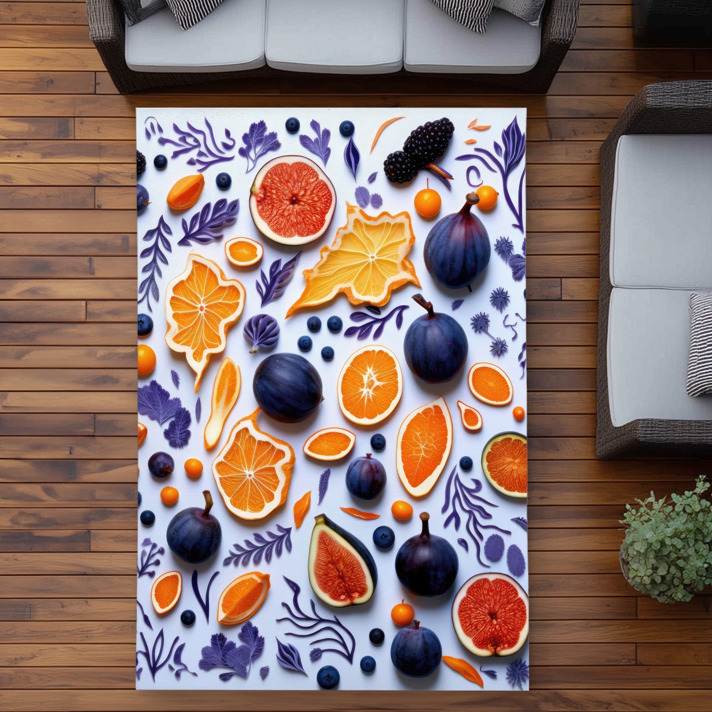 Fruity Skins Blue Outdoor Area Rug for Home Decor | Stylish Rugs