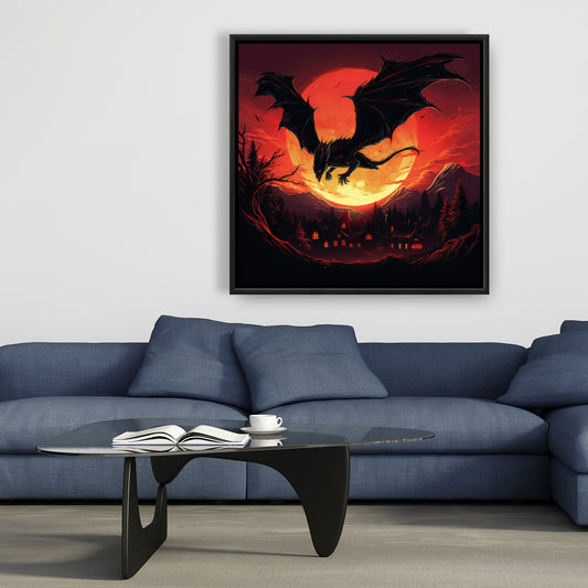 The dragon's wrath - 36"x36" Framed canvas