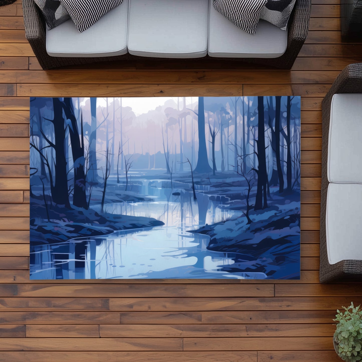 Cold and Muddy Blue Outdoor Area Rug for Home Decor
