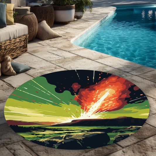 The Crash - Green 5' Round Outdoor Area Rug for Home Decor