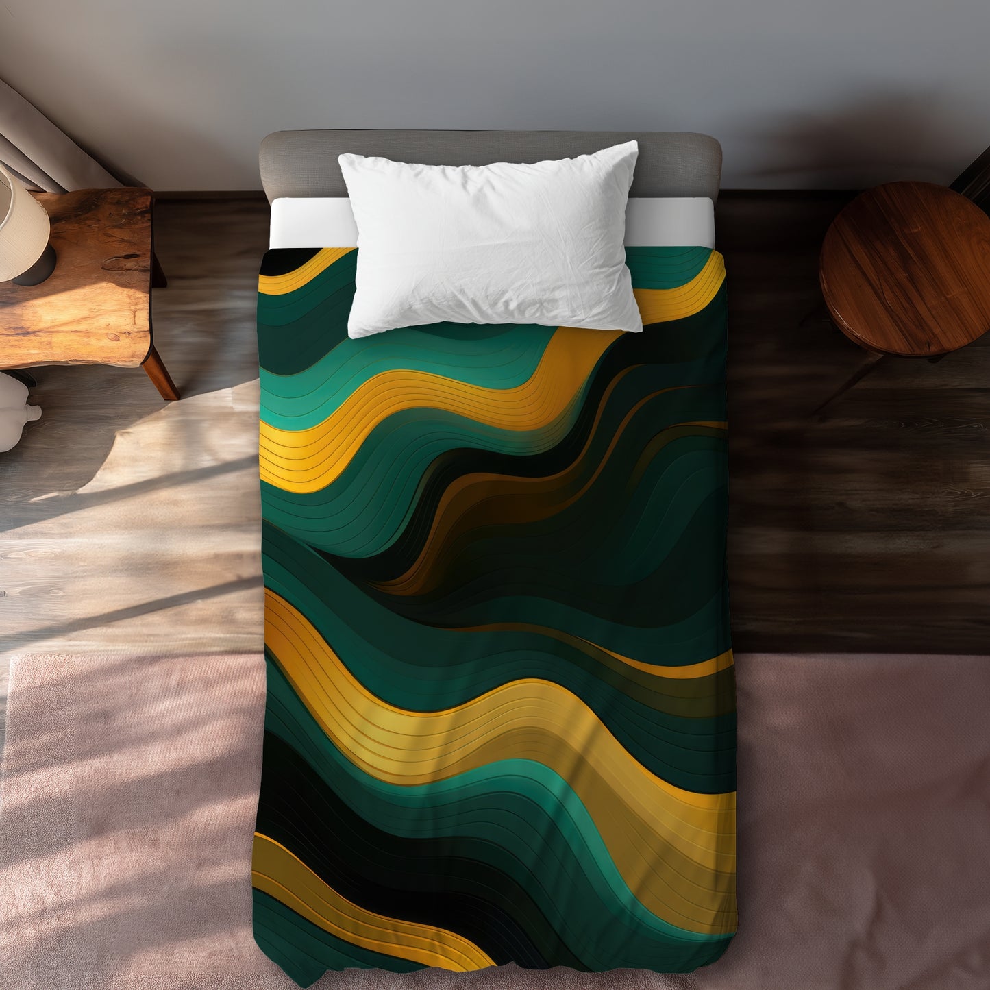 Golden Harmony Orange Duvet Cover - Stylish Home Decor