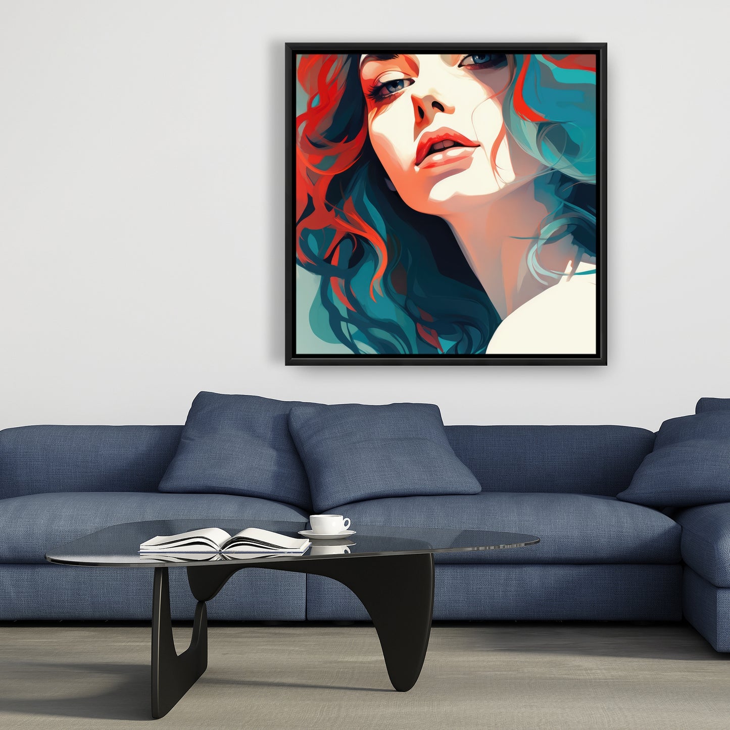 Dangerous Lips - Turquoise Framed Canvas Home Decor Art
