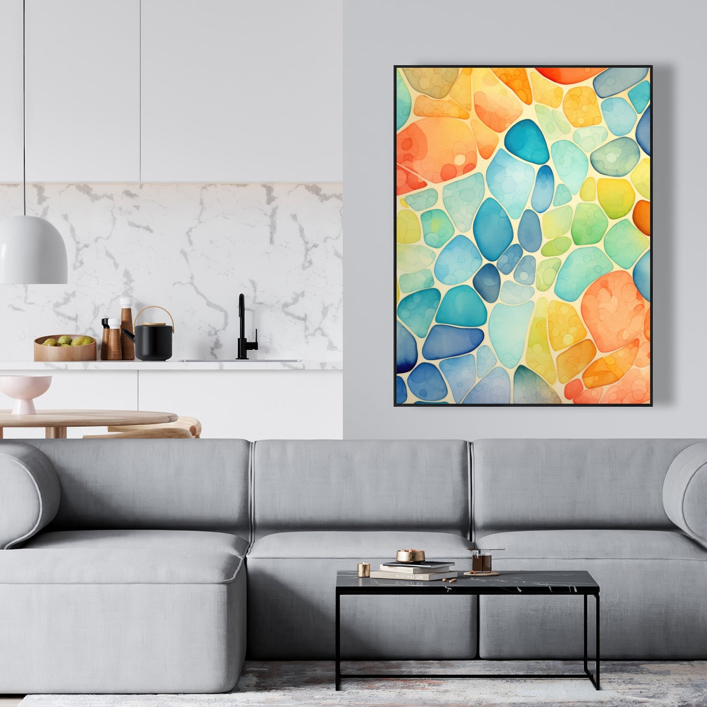 Blobs - Framed Canvas - Print on demand