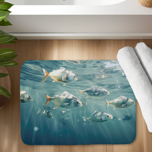 Swimming peacefully White Bath Mat for Elegant Home Decor
