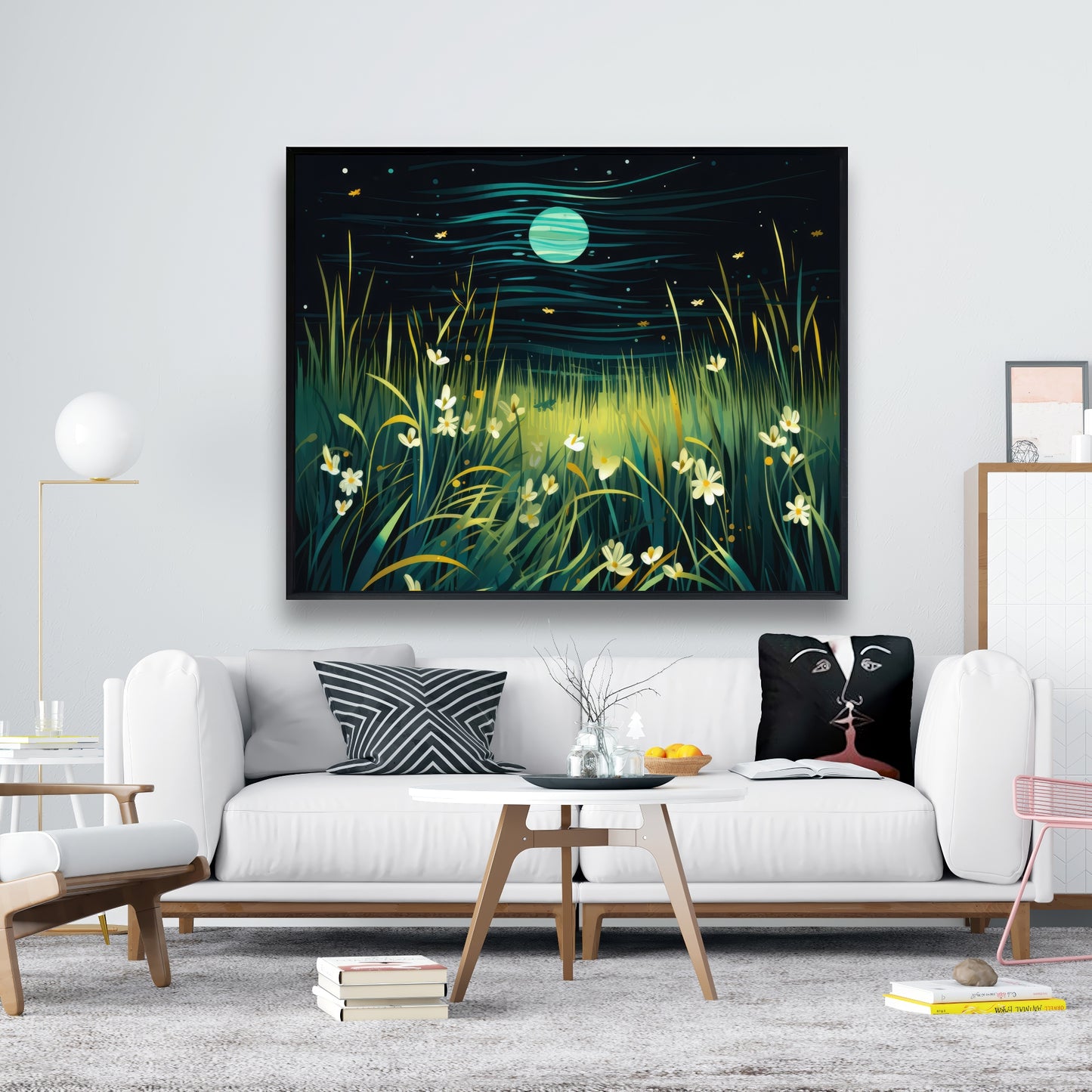 Windy night - Framed Canvas - Print on demand