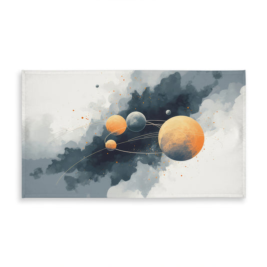 Circle of Planets Tablecloth - White Indoor Outdoor Decor
