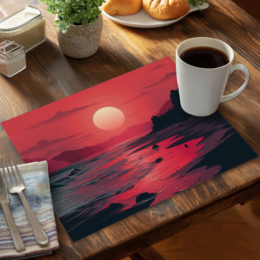 Red sky Purple Polyester Placemat for Home Decor - Stylish Set