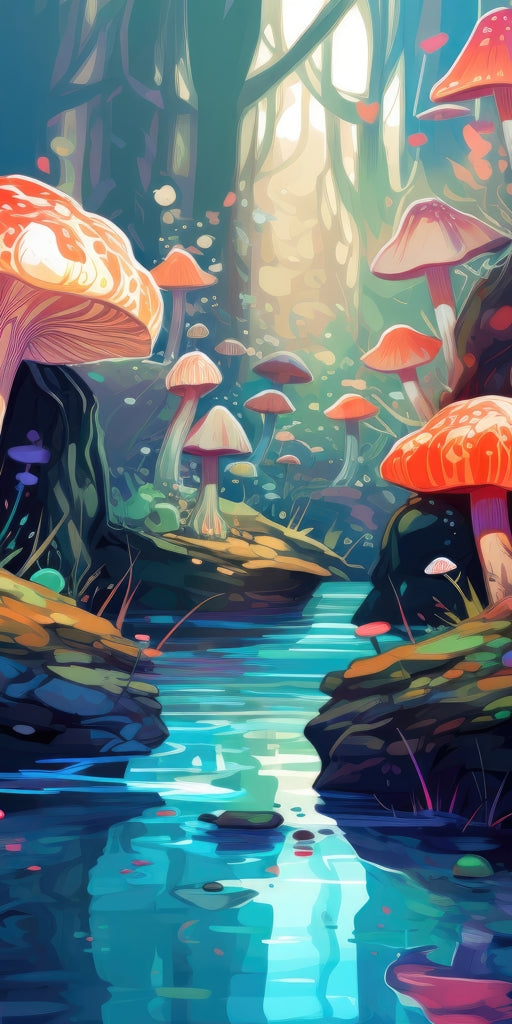 Whimsical forest - Framed Canvas - Print on demand