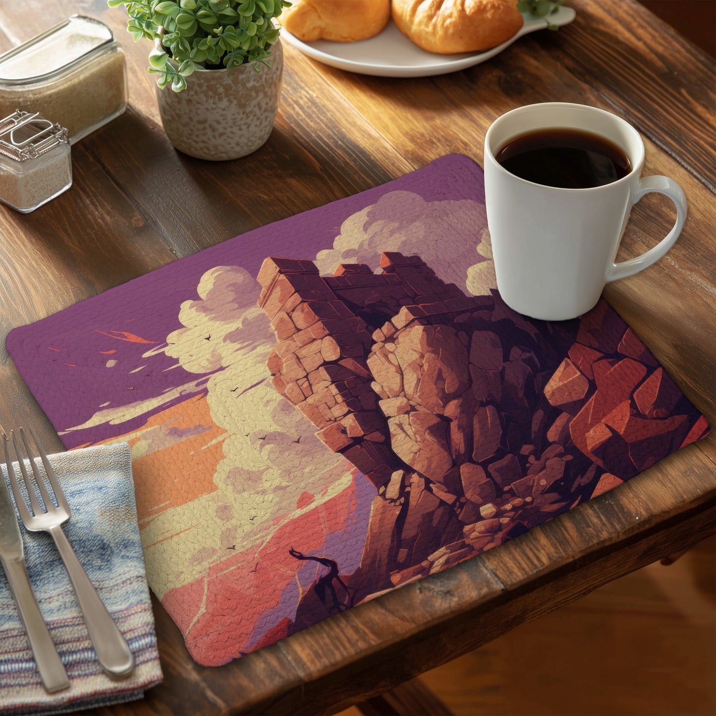 Standing Above - Purple Braided Polyester Placemat for Home Decor