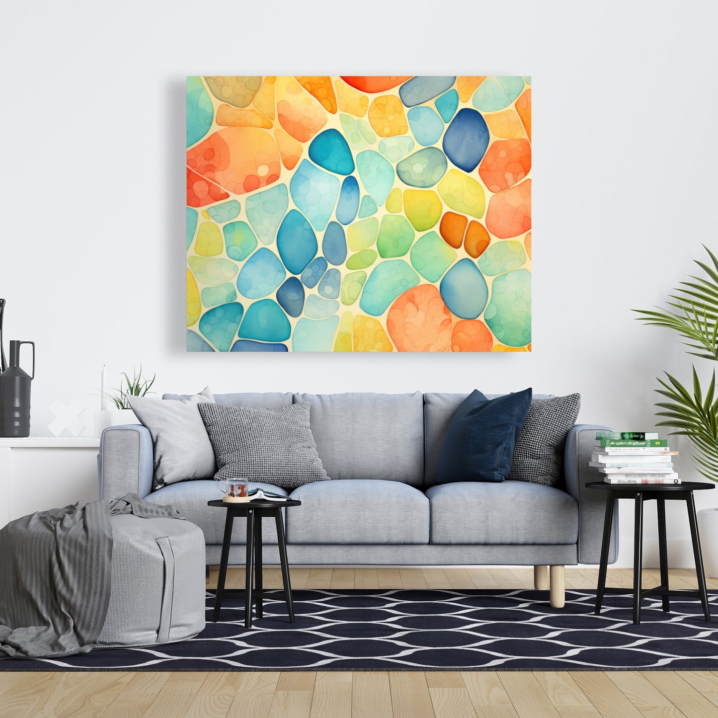 Blobs Turquoise Canvas - Unique Home Decor Art Piece