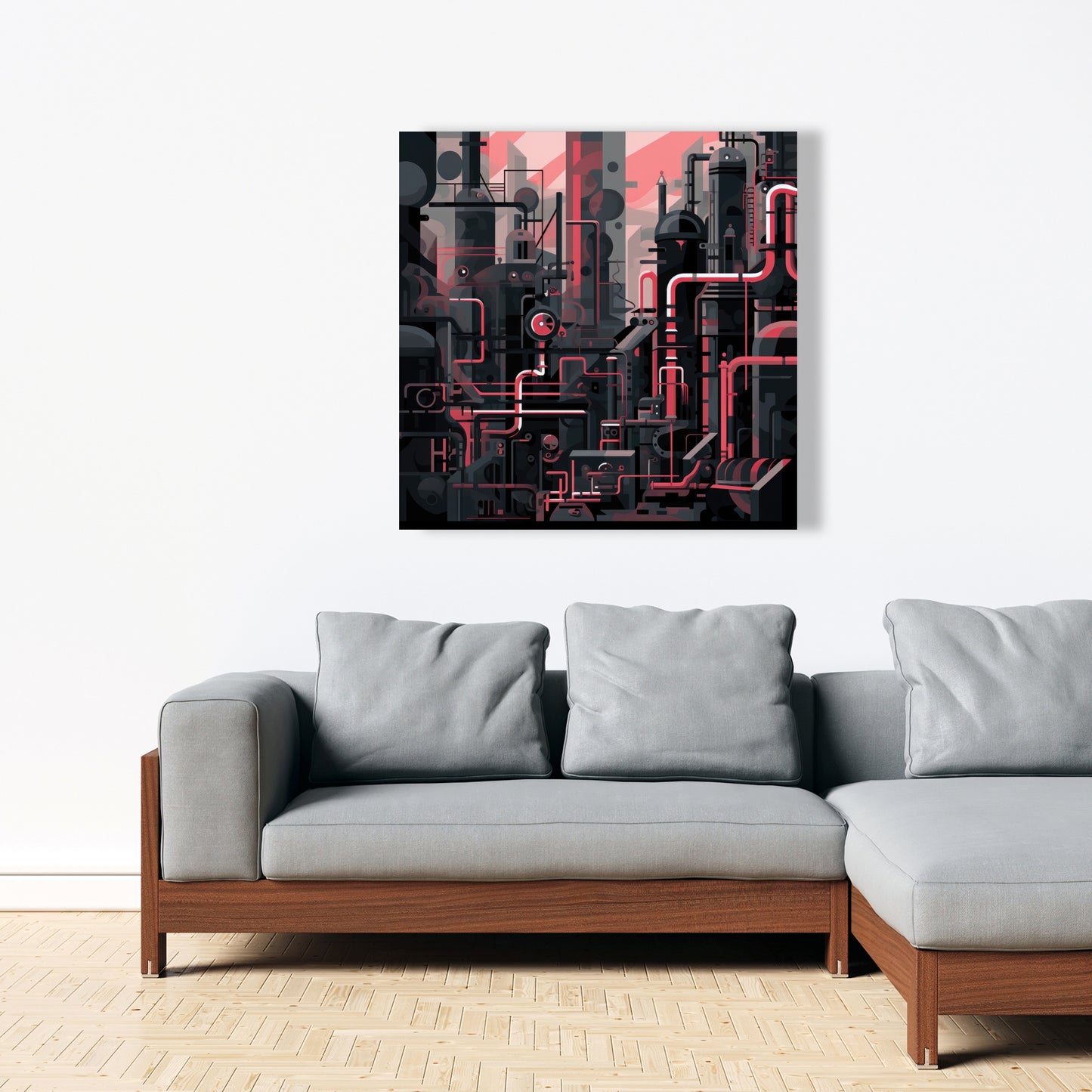 Industrial Empire - Red Canvas Art for Home Decor