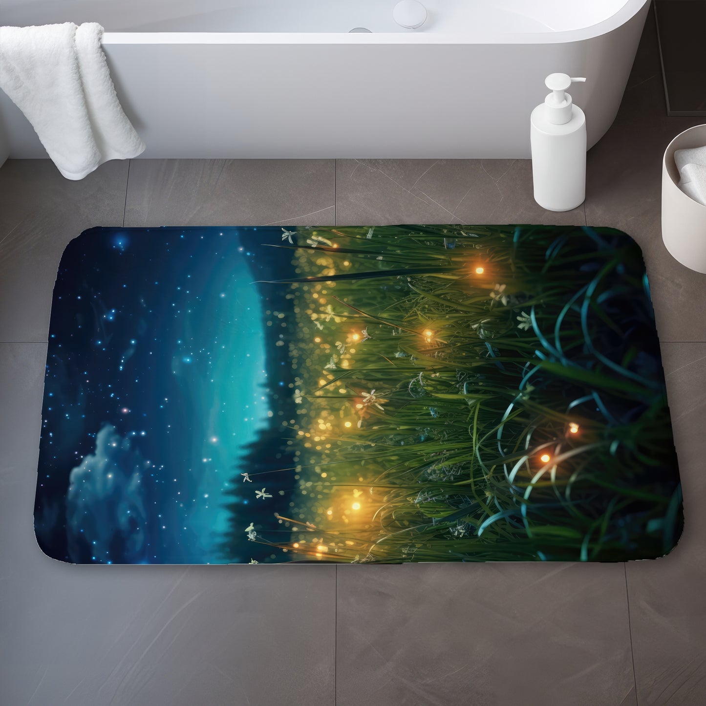 Fireflies at night - 17"x24" Bath mat