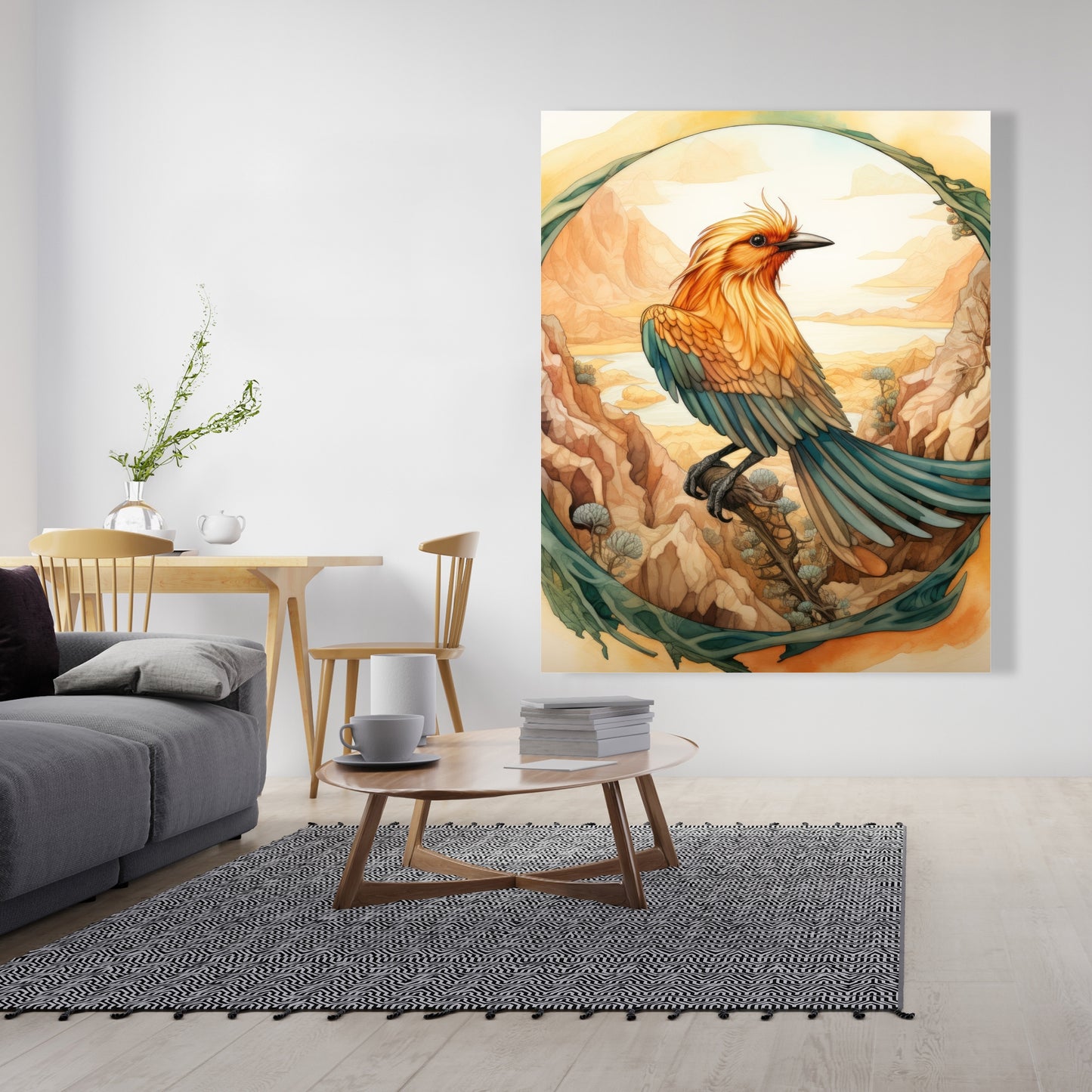 Perched bird - 32"x32" Canvas