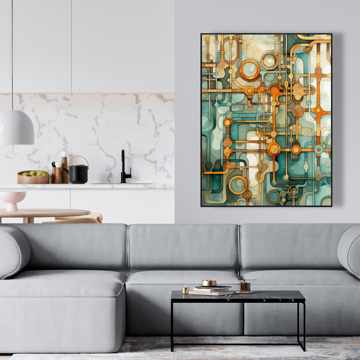 Turns and bends - Framed Canvas - Print on demand