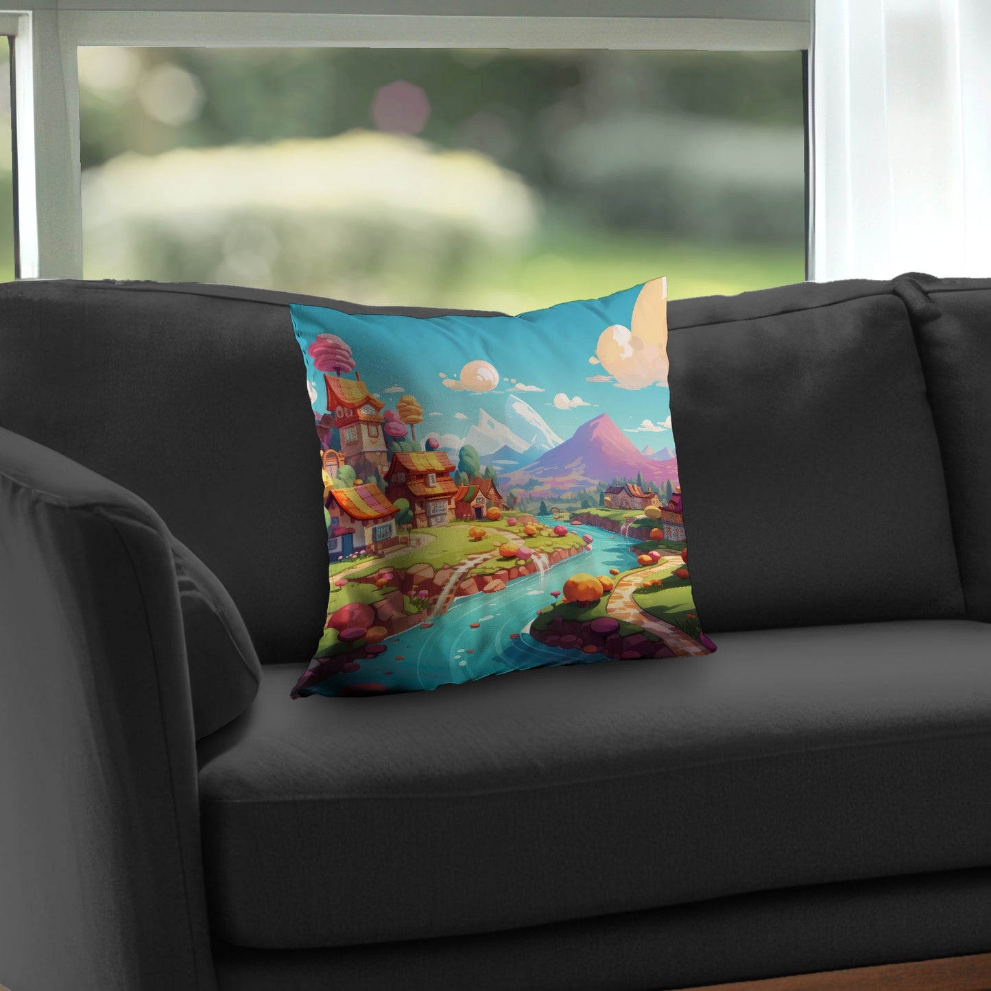 Sweet town Green Poly Twill Throw Pillow Insert for Home Decor
