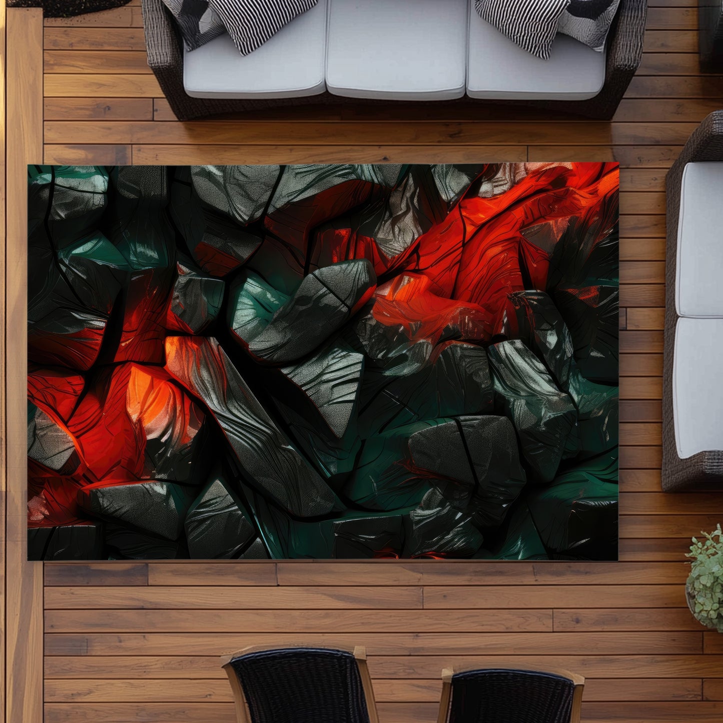 Hiding Under Red Outdoor Area Rug - Stylish Home Decor