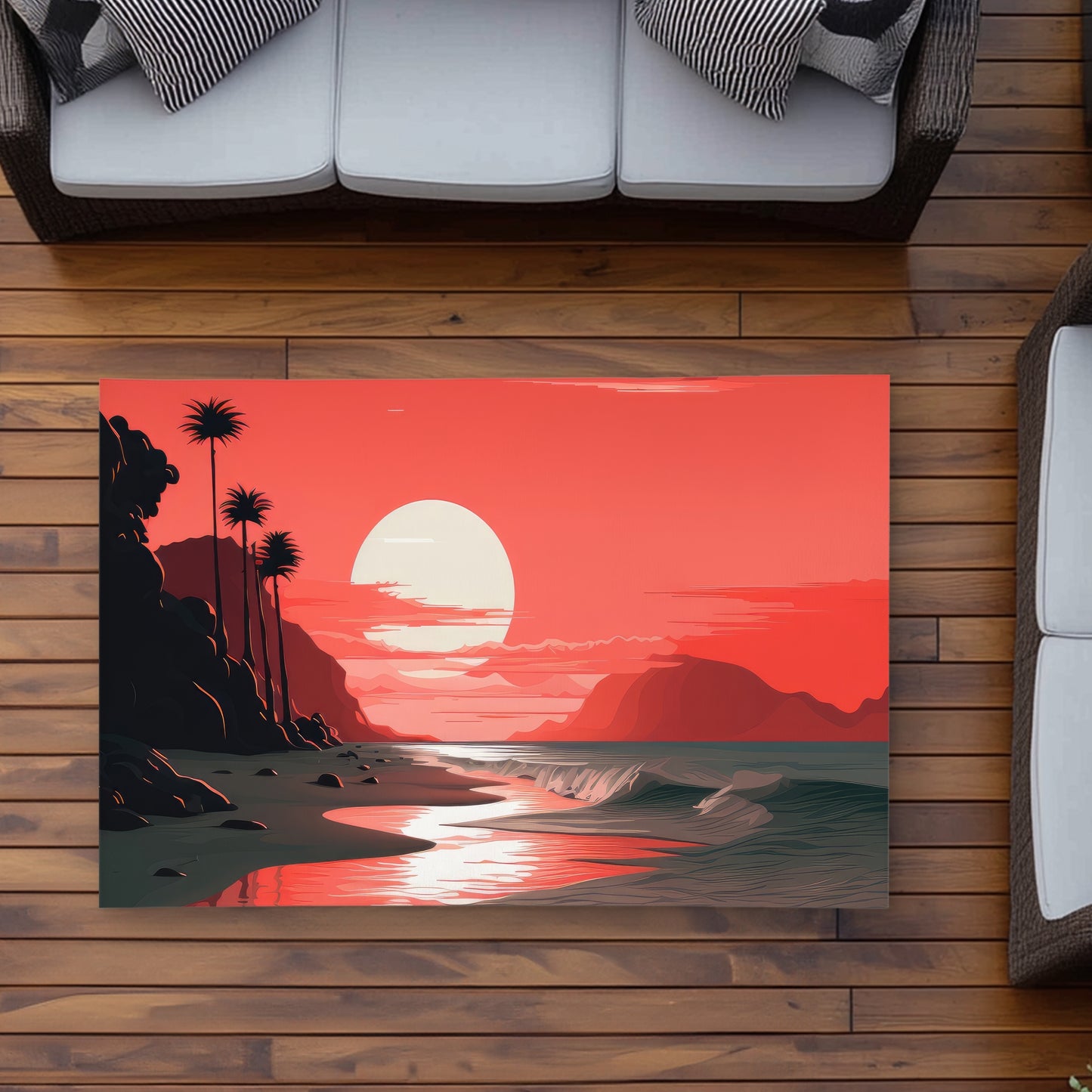 Blood Sun Red Outdoor Area Rug | Stylish Home Decor Accent