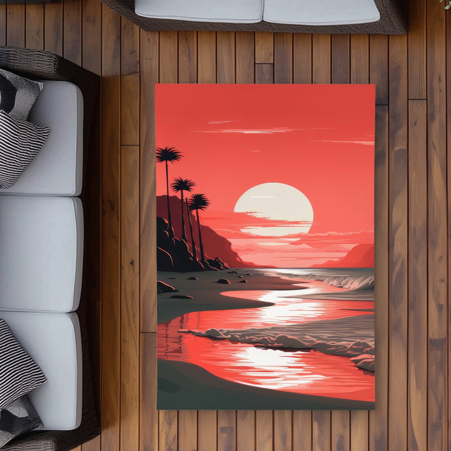 Blood Sun Red Outdoor Area Rug | Stylish Home Decor Accent