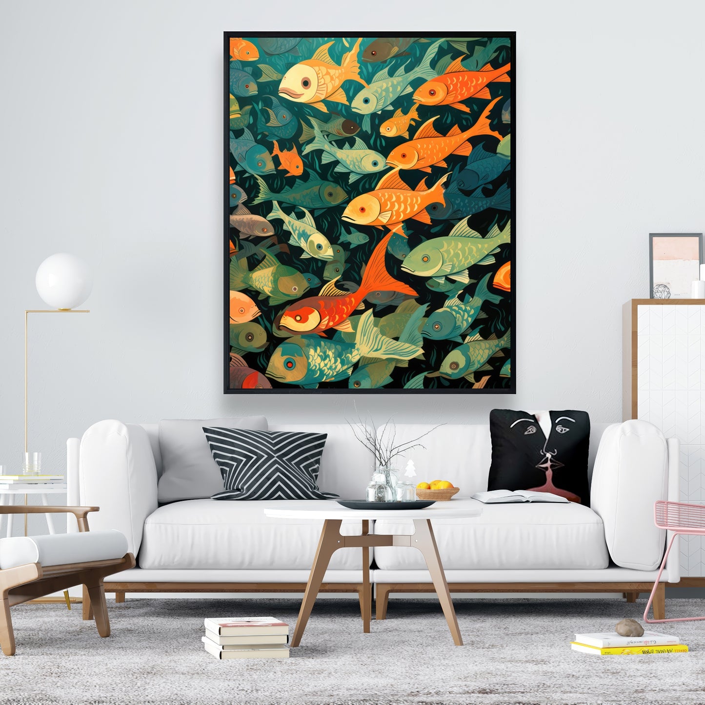 Simple fishes - 36"x36" Framed canvas