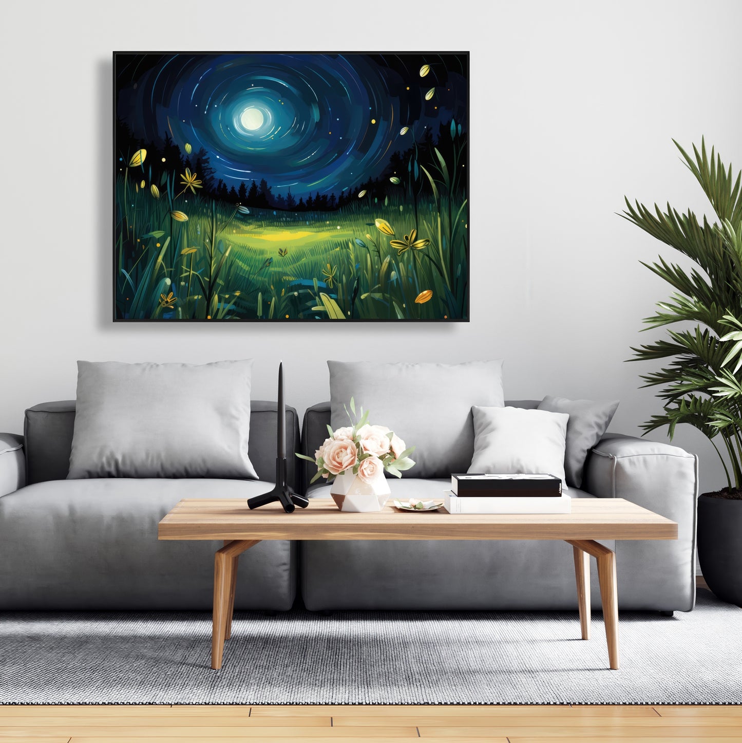 Between grass blades - Framed Canvas - Print on demand