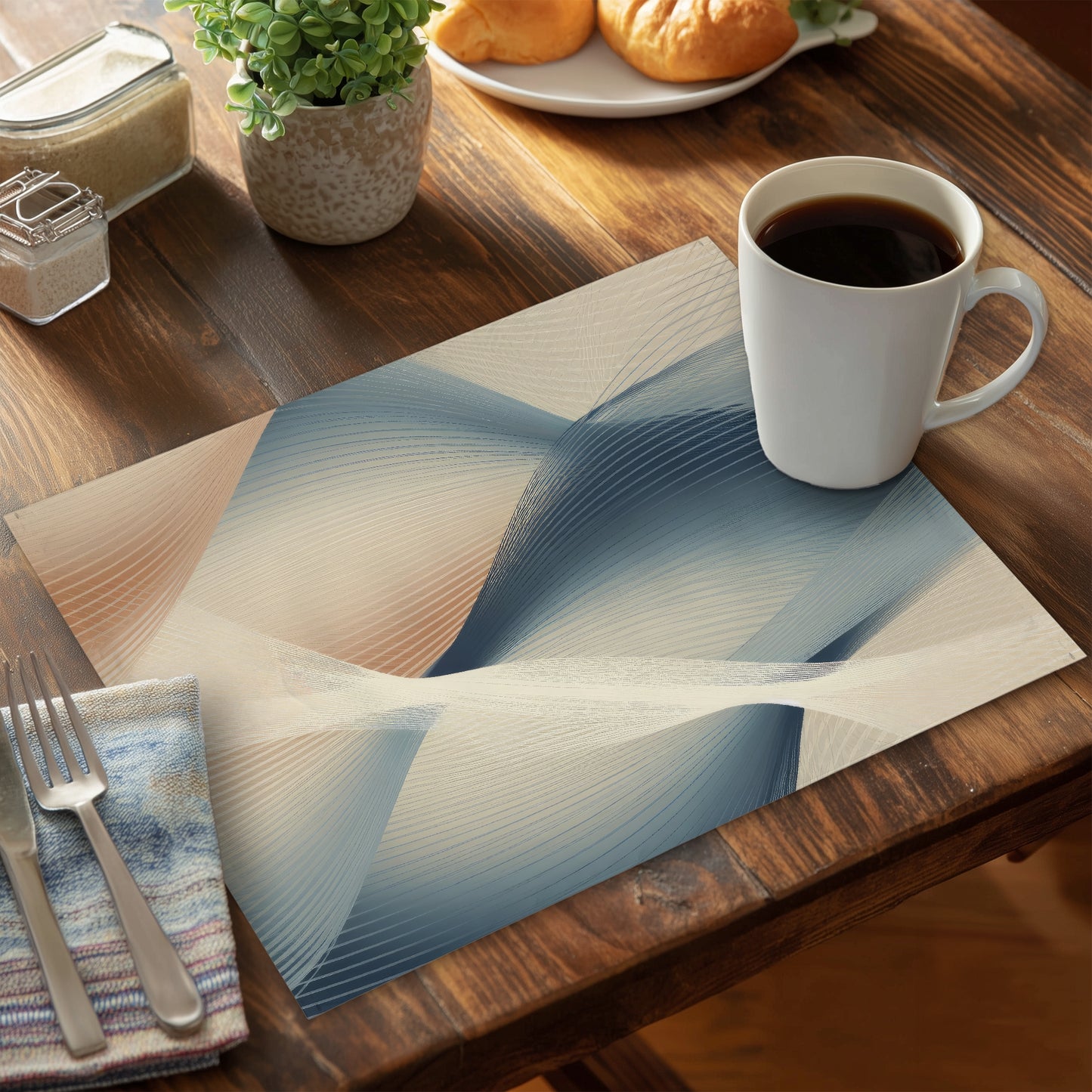 Heavenly Threads - White Polyester Placemat for Home Decor