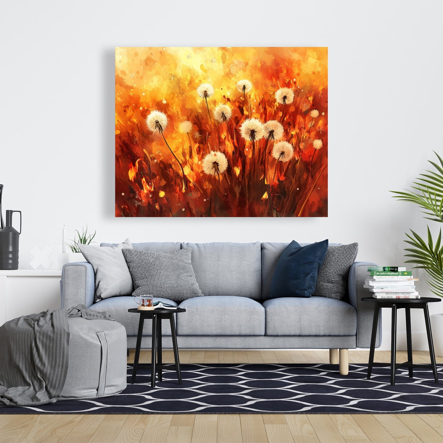 Dandelion Fire - Yellow Canvas Art for Home Decor