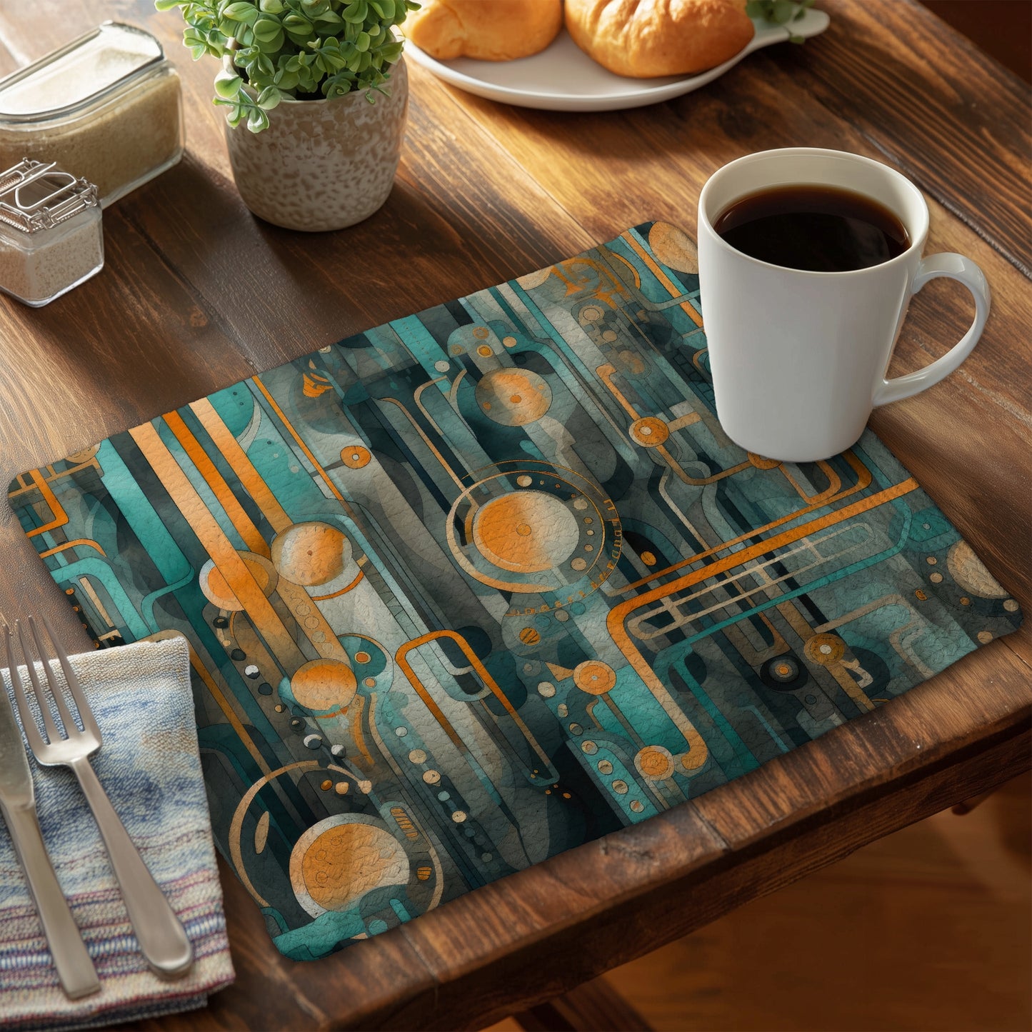 Astrological Machinery - Gold Braided Polyester Placemat Decor