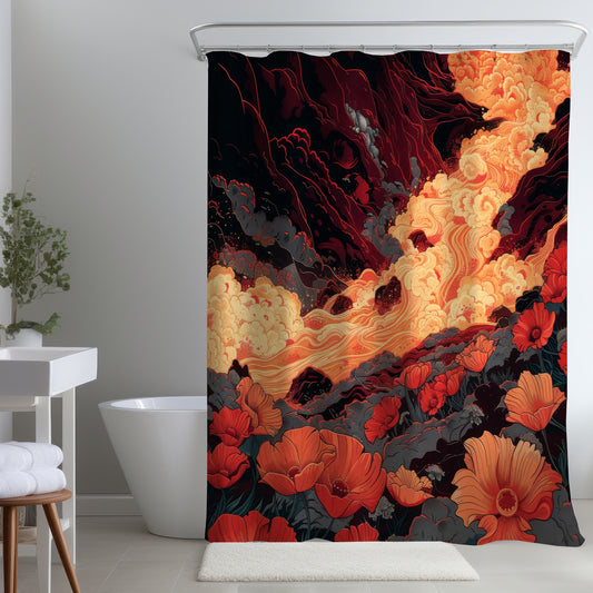 The Big Burn Yellow Shower Curtain | Home Decor Must-Have