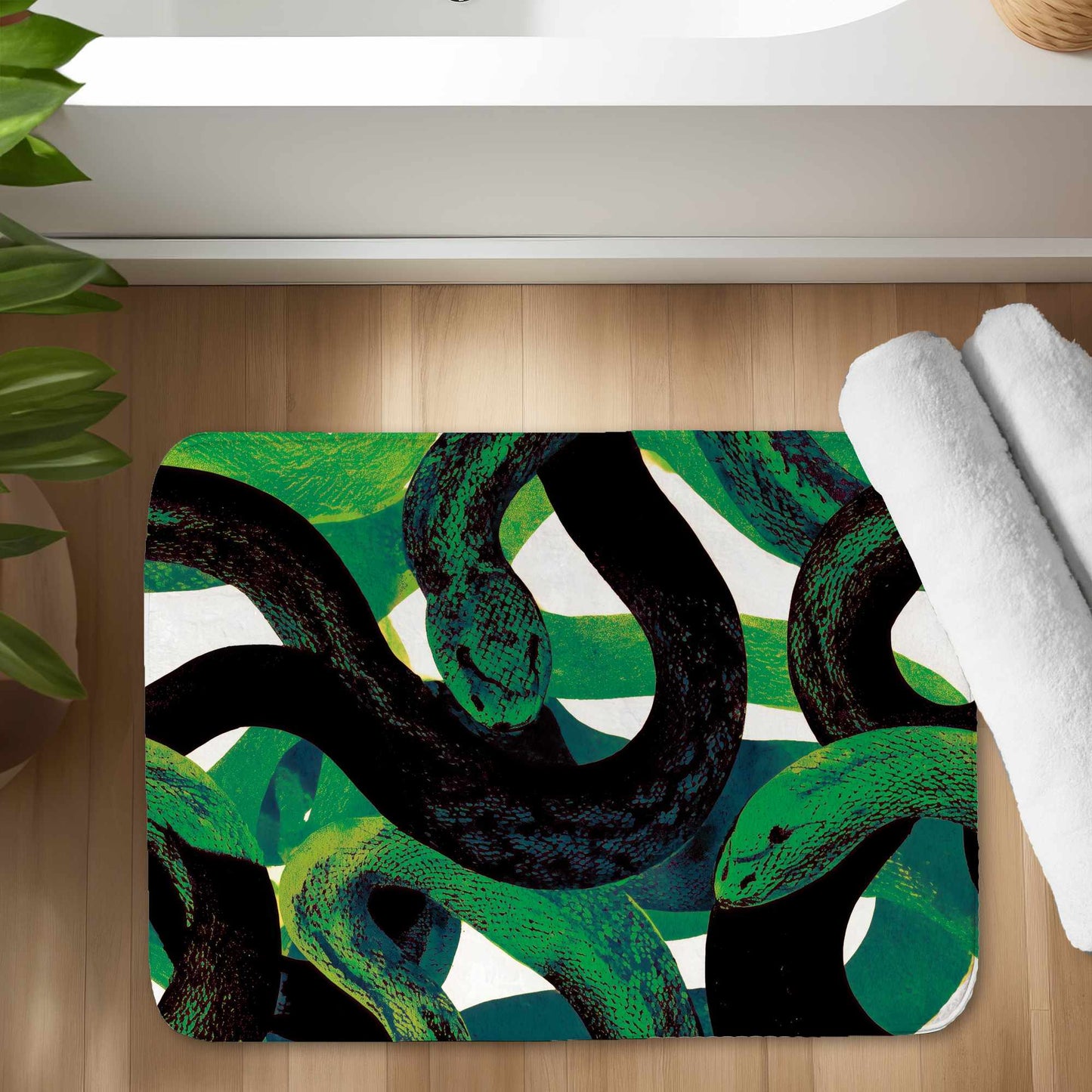 Emerald Coil Dance Bath Mat | Stylish Home Decor Accent