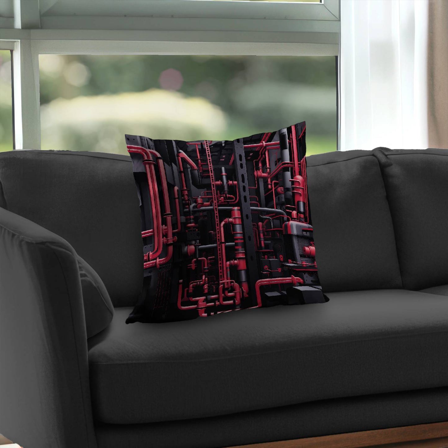 Machinery Black Poly Twill Throw Pillow Insert for Home Decor