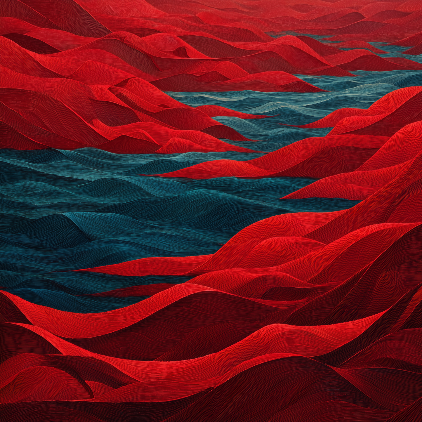Red Sea - Red Framed Canvas Art for Home Decor