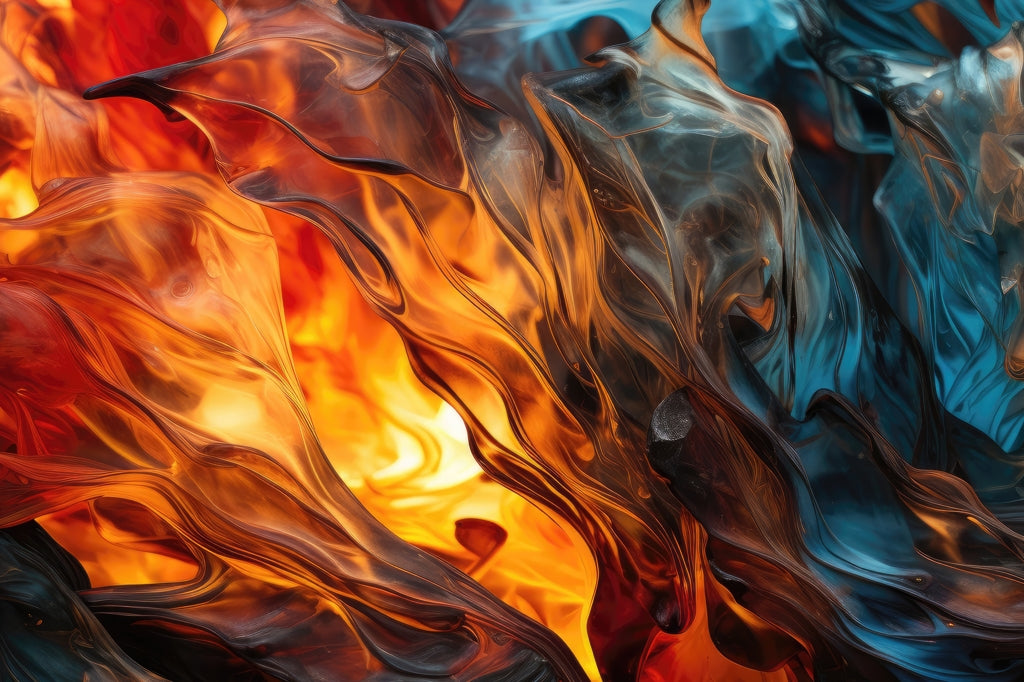 Crystallized Fire - Blue Outdoor Area Rug for Home Decor