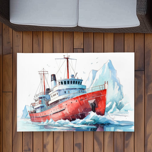 Breaking the Ice - White Outdoor Area Rug for Home Decor